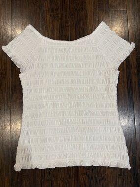 Abercrombie Kids White Smocked Short Sleeve Top